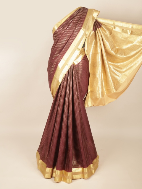 

Pothys Maroon & Gold-Toned Woven Design Zari Art Silk Saree