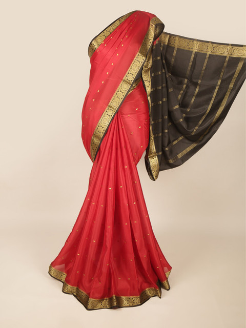 

Pothys Red & Black Ethnic Motifs Zari Art Silk Saree