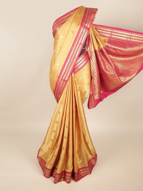 

Pothys Cream-Coloured & Pink Zari Art Silk Saree