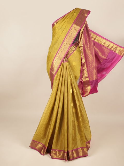 

Pothys Mustard & Purple Ethnic Motifs Pure Silk Saree