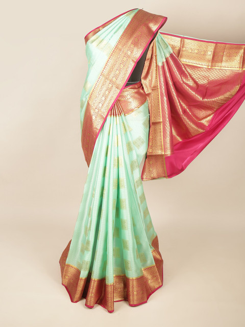 

Pothys Green & Pink Woven Design Art Silk Saree