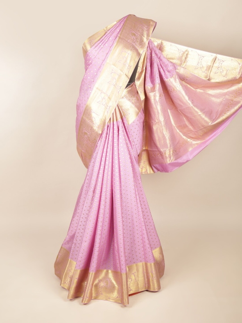 

Pothys Lavender & Gold-Toned Paisley Zari Art Silk Saree