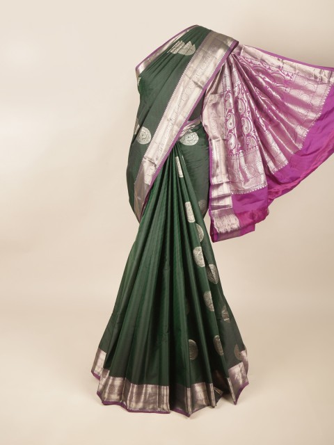 

Pothys Green & Purple Ethnic Motifs Zari Pure Silk Saree