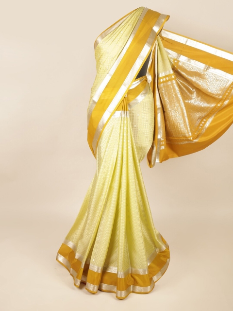 

Pothys Cream-Coloured & Mustard Woven Design Art Silk Saree