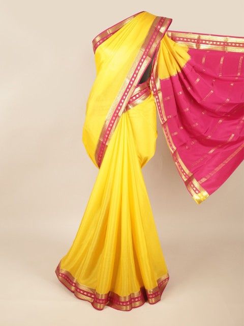 

Pothys Yellow & Pink Zari Art Silk Saree