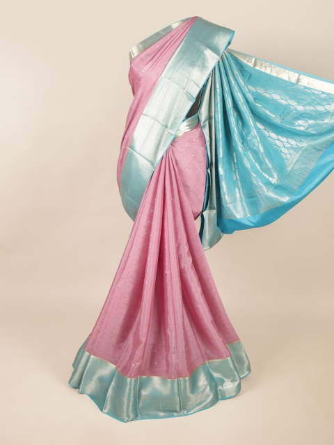 

Pothys Lavender & Turquoise Blue Woven Design Pure Silk Saree