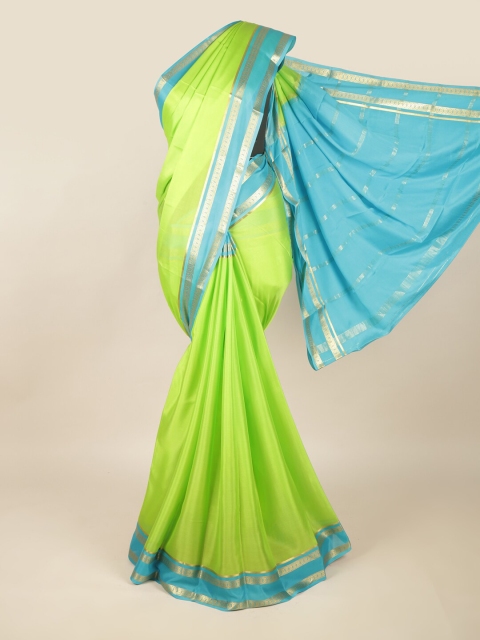 

Pothys Green & Blue Floral Zari Art Silk Saree