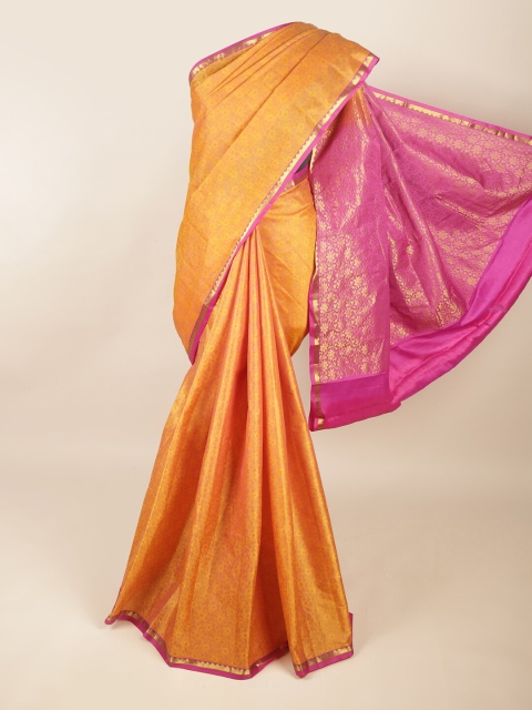

Pothys Orange & Pink Woven Design Zari Pure Silk Saree