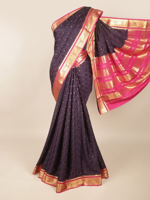 

Pothys Purple & Pink Floral Zari Art Silk Saree