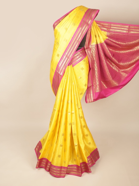 

Pothys Yellow & Pink Zari Art Silk Saree