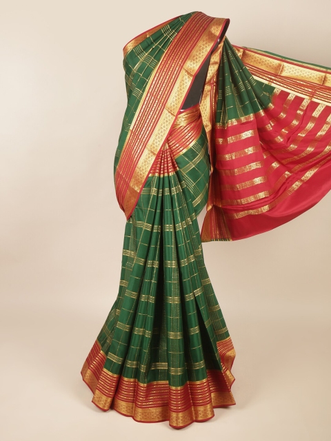 

Pothys Green & Red Checked Zari Art Silk Saree