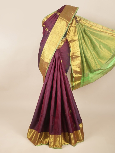 

Pothys Magenta & Green Ethnic Motifs Zari Pure Silk Saree