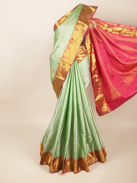 

Pothys Green & Pink Woven Design Zari Pure Silk Saree