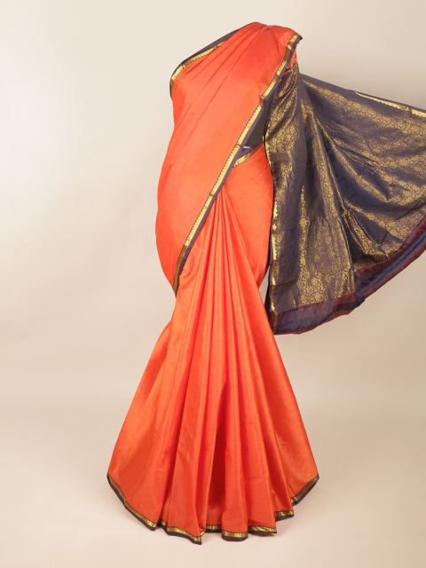 

Pothys Orange & Purple Pure Silk Saree