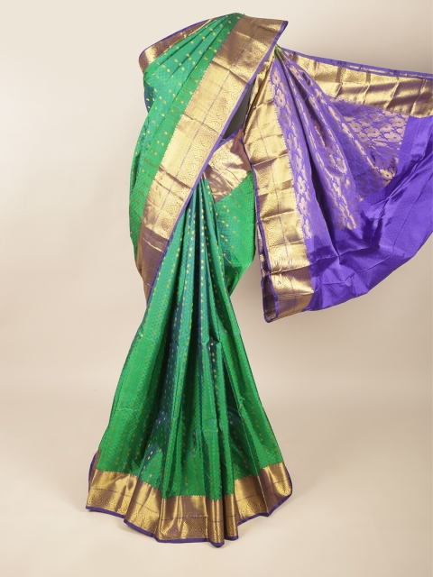 

Pothys Green & Blue Floral Pure Silk Saree