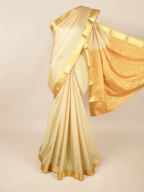 

Pothys Cream-Coloured & Gold-Toned Art Silk Saree
