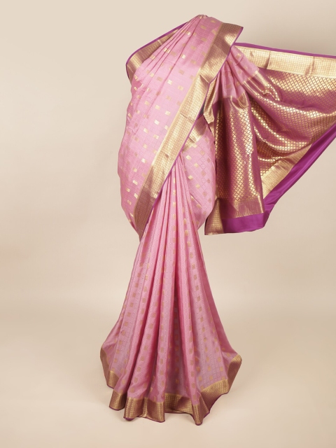 

Pothys Purple & Gold-Toned Floral Art Silk Saree