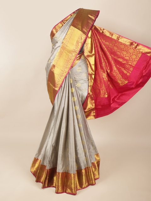 

Pothys Grey & Maroon Ethnic Motifs Pure Silk Saree
