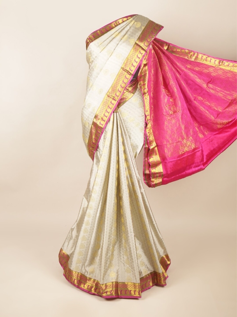 

Pothys Grey & Fuchsia Ethnic Motifs Zari Pure Silk Saree