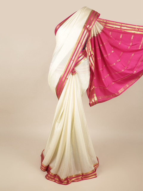 

Pothys White & Pink Zari Art Silk Saree