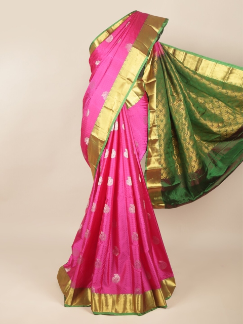 

Pothys Pink & Green Ethnic Motifs Pure Silk Saree