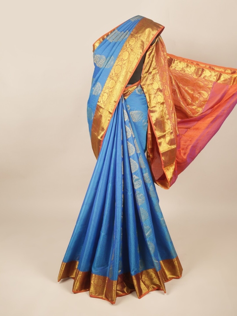 

Pothys Blue & Maroon Woven Design Pure Silk Saree