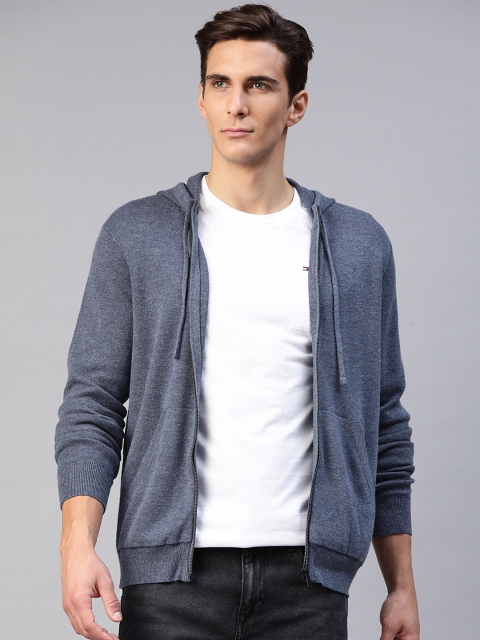 

Marks & Spencer Men Navy Blue Solid Pure Cotton Hooded Sweatshirt