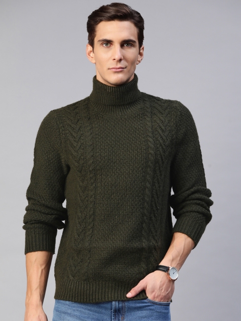 

Marks & Spencer Men Olive Green Cable Knit Pullover