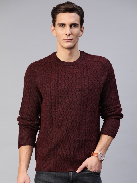 

Marks & Spencer Men Maroon Cable Knit Pullover