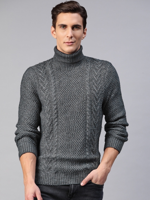 

Marks & Spencer Men Charcoal Grey Cable Knit Pullover