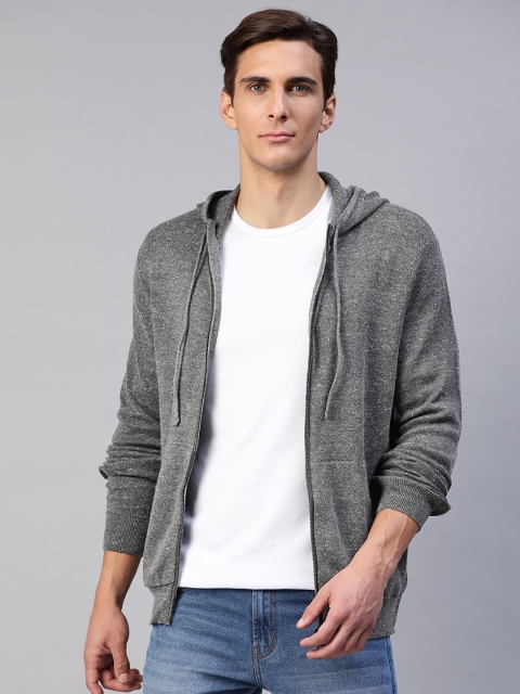 

Marks & Spencer Men Grey Melange Solid Pure Cotton Hooded Sweatshirt