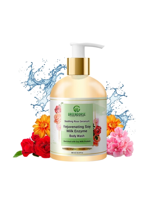 

GREENDORSE Soothing Rose Geranium Rejuvenating Soy Milk Enzyme Body Wash 300ml, Na