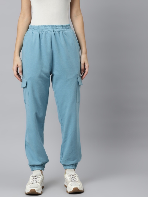 

Laabha Women Blue Solid Cargo Joggers