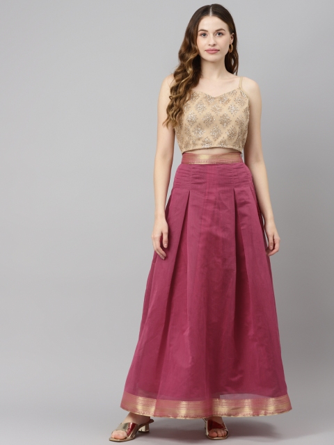 

Purple State Pink & Gold Embellished Sequinned Ready to Wear Fusion Lehenga Choli