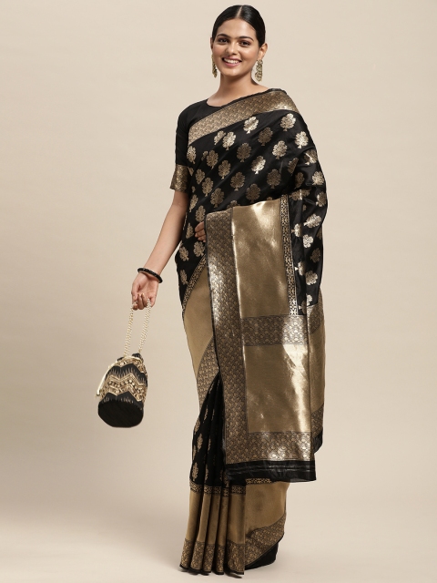 

Saree mall Black Floral Silk Blend Banarasi Saree
