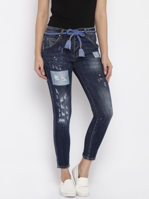 

Deal Jeans Women Blue Boyfriend Fit Distressed Jeans