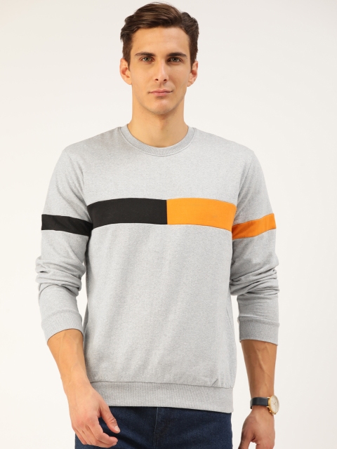 

GESPO Men Grey Striped Sweatshirt