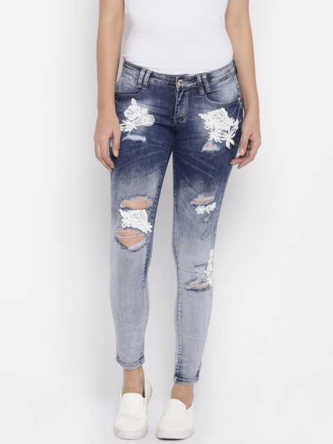 

Deal Jeans Women Blue Skinny Fit Distressed Jeans