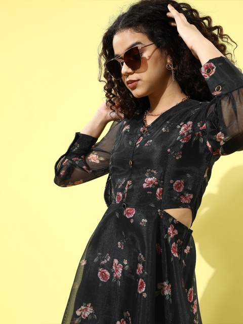 

COVER STORY Women Stylish Black Floral Fantasy Dress