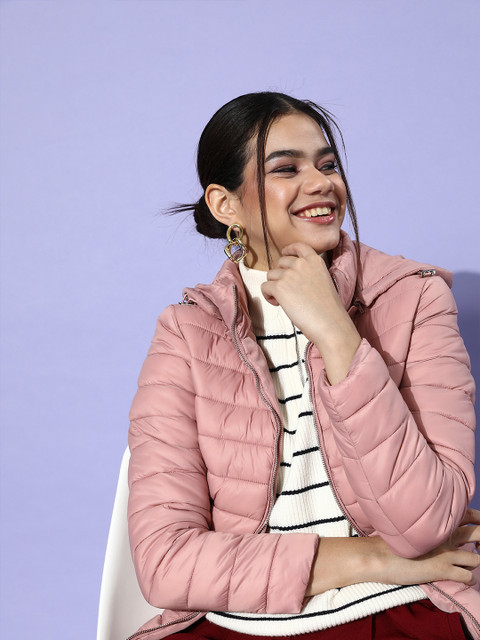 

COVER STORY Women Pretty Pink Solid Comfort Quilt Jacket