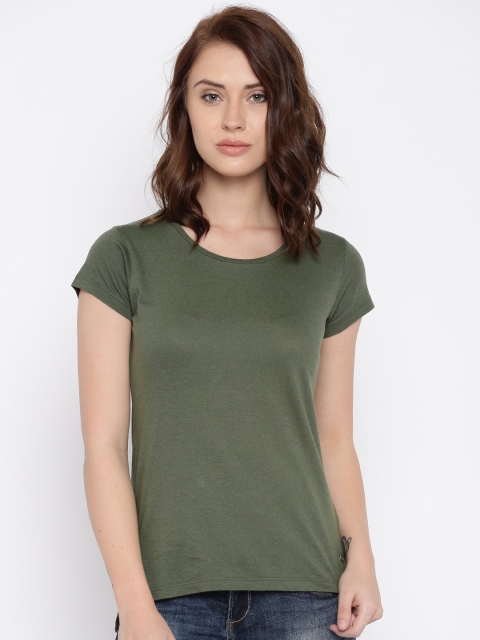 

Deal Jeans Women Olive Green Solid Regular Top