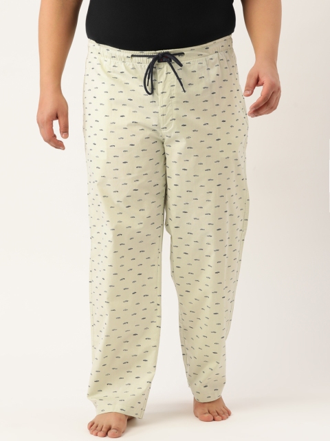 

IVOC Plus Men Beige & Navy Blue Pure Cotton Conversational Printed Lounge Pants