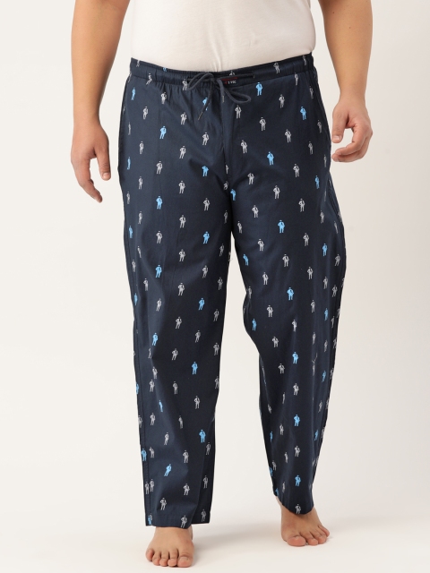 

IVOC Plus Men Navy Blue and Grey Printed Pure Cotton Lounge Pants