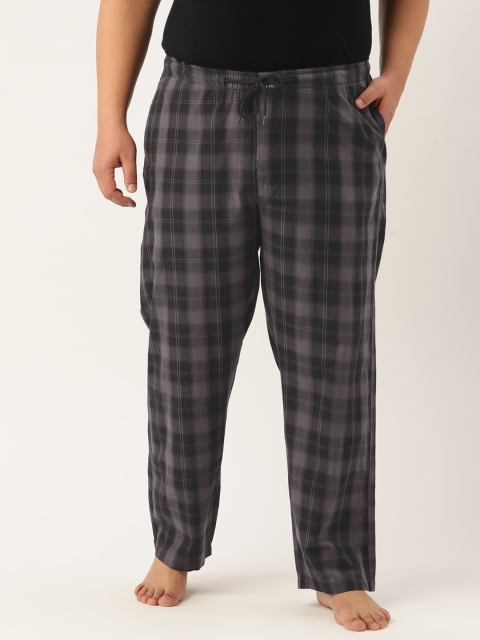 

IVOC Plus Men Black & Grey Pure Cotton Regular Fit Checked Lounge Pants