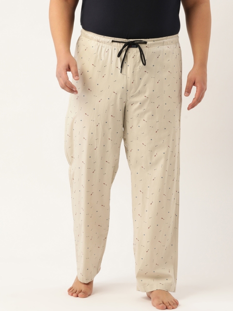 

IVOC Plus Men Beige and Red Printed Pure Cotton Lounge Pants