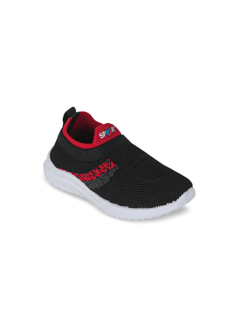 

FEETWELL SHOES Unisex Kids Black Woven Design Slip-On Sneakers