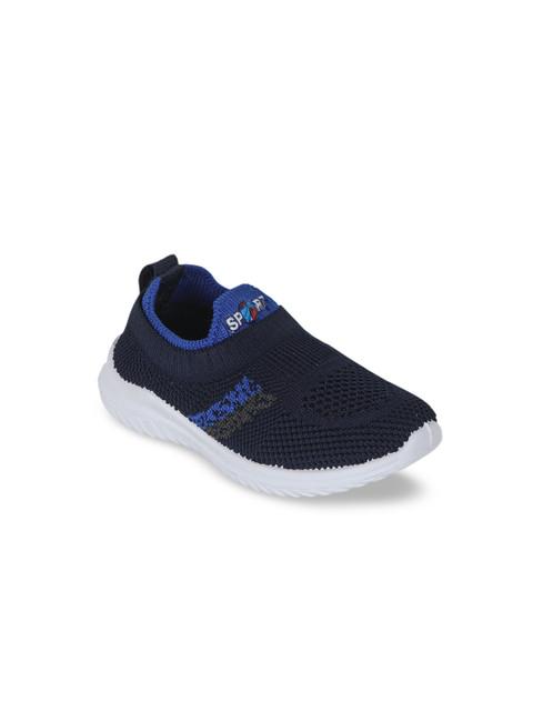 

FEETWELL SHOES Unisex Kids Blue Woven Design Slip-On Sneakers