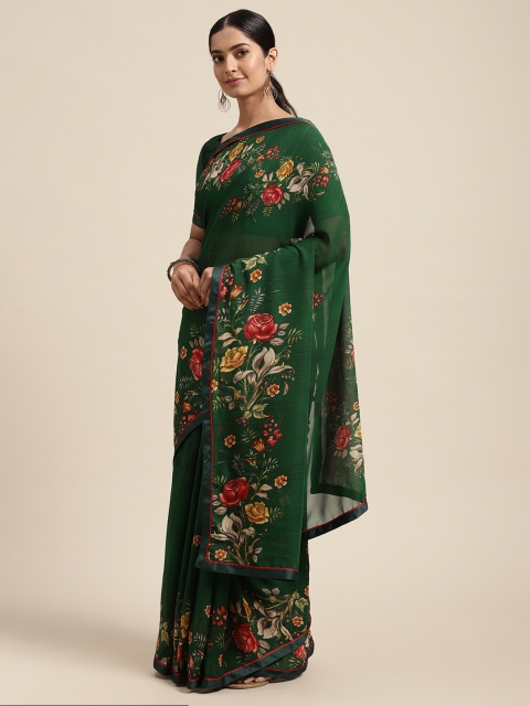 

Mitera Green Floral Pure Georgette Saree