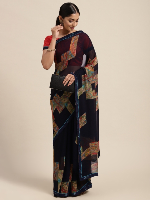 

Mitera Blue Ethnic Motifs Pure Georgette Saree