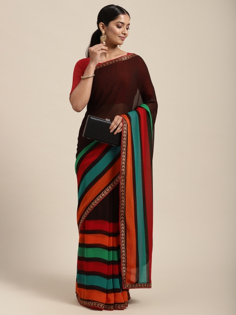 

Mitera Multicoloured Striped Pure Georgette Saree, Multi